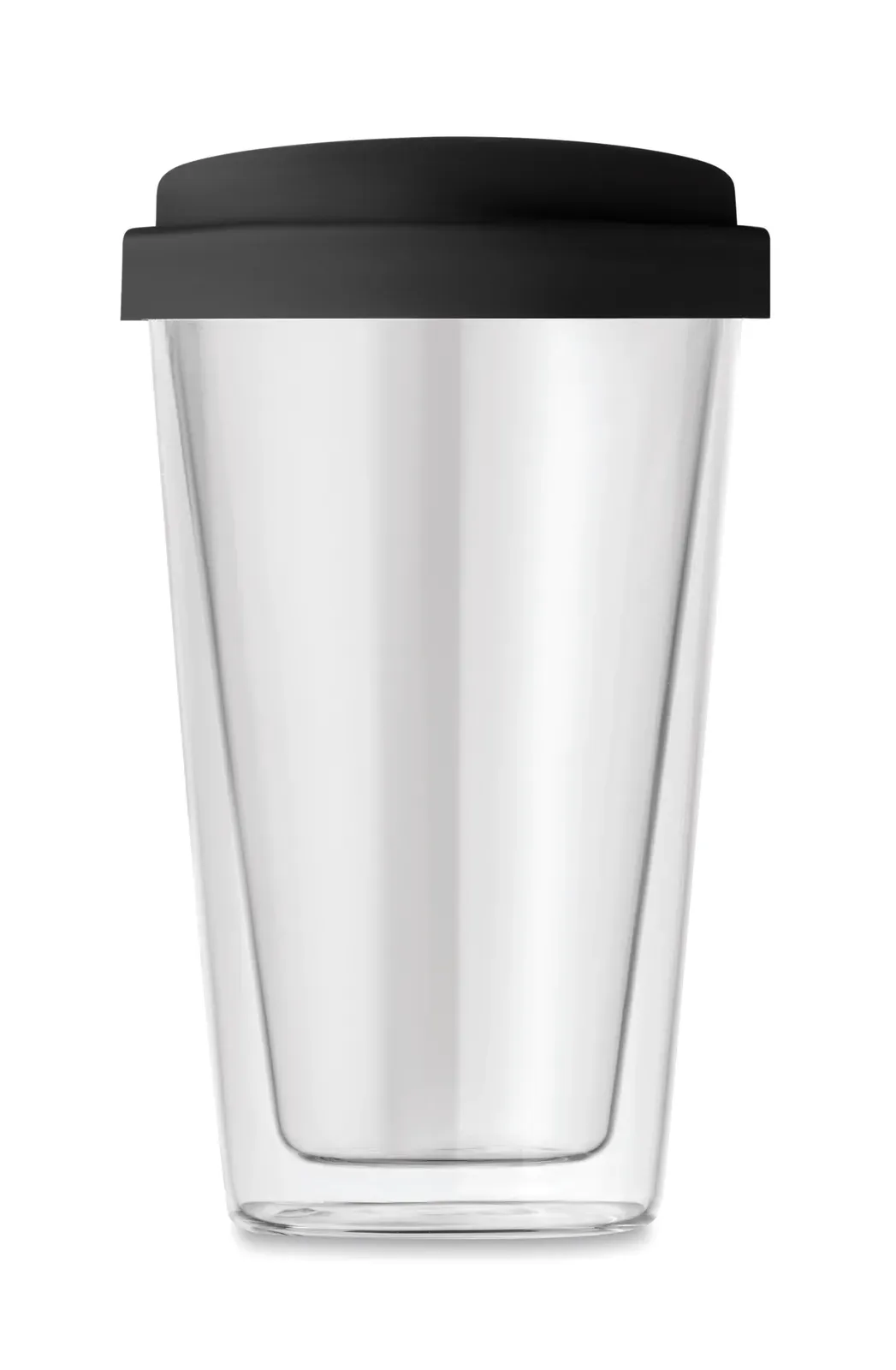 Bielo Tumbler – Double Wall High Borosilicate Glass with Silicone Lid — Black