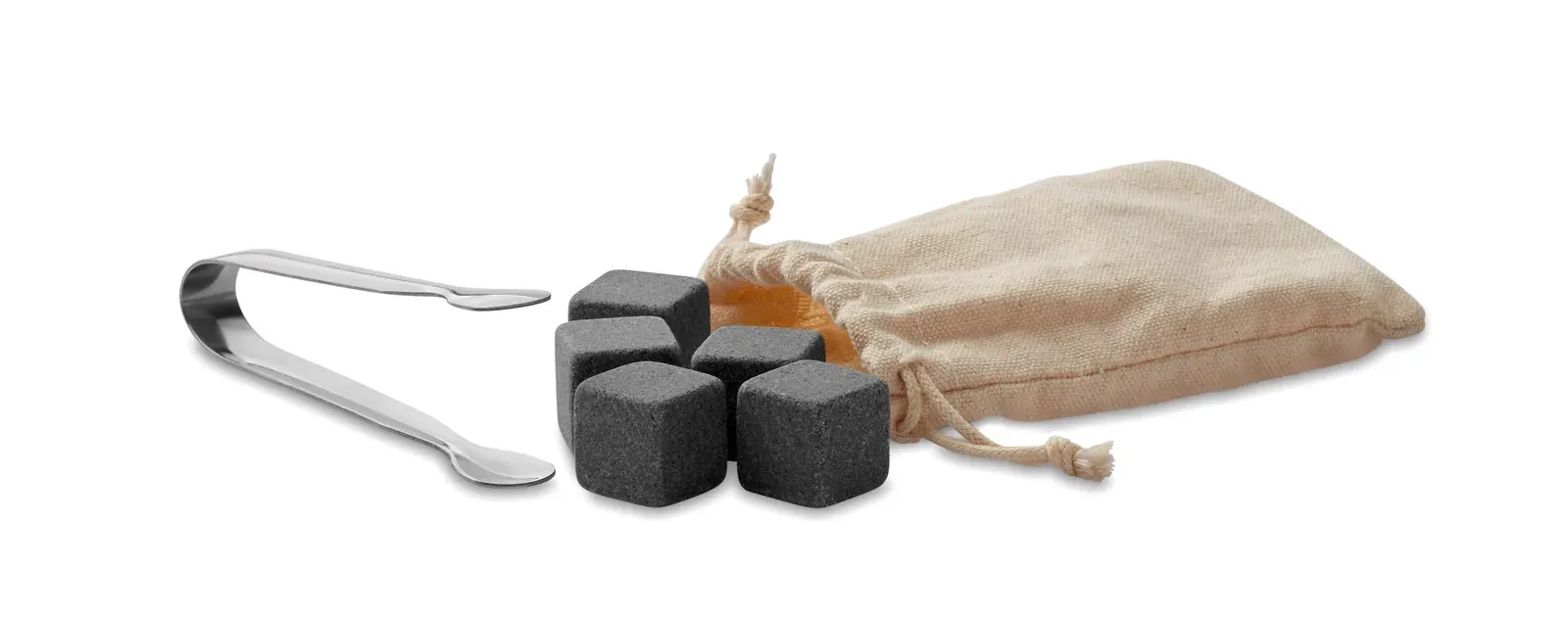 Dundalk – Reusable Stone Set in Bamboo Gift Box; Includes 9 Reusable Stone Ice Cubes with Storage Cotton Pouch and Tongs