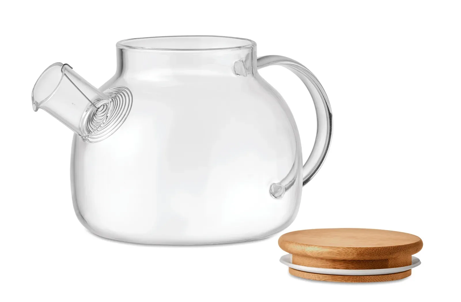 Munnar – High Borosilicate Glass Teapot with Stainless Steel Infuser and Bamboo Lid — Transparent