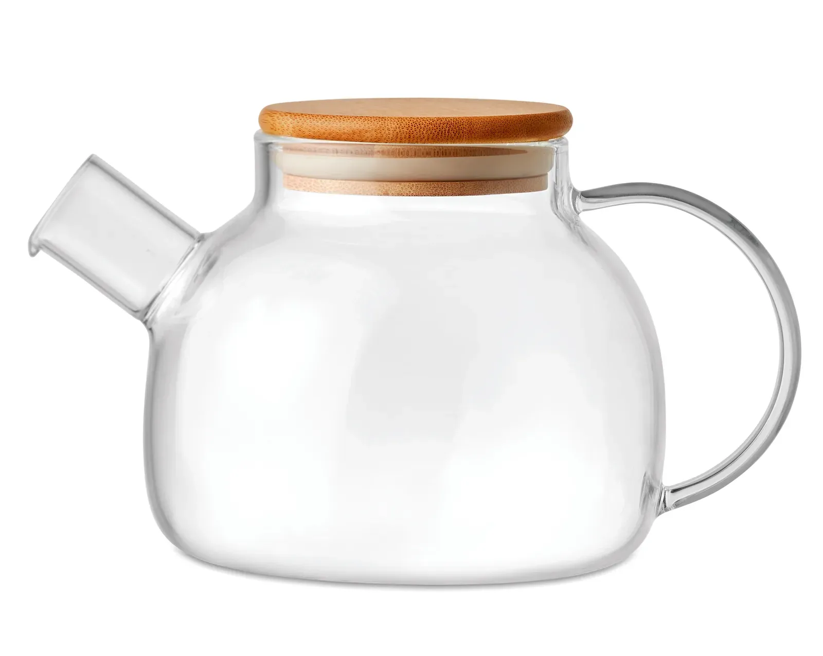 Munnar – High Borosilicate Glass Teapot with Stainless Steel Infuser and Bamboo Lid — Transparent