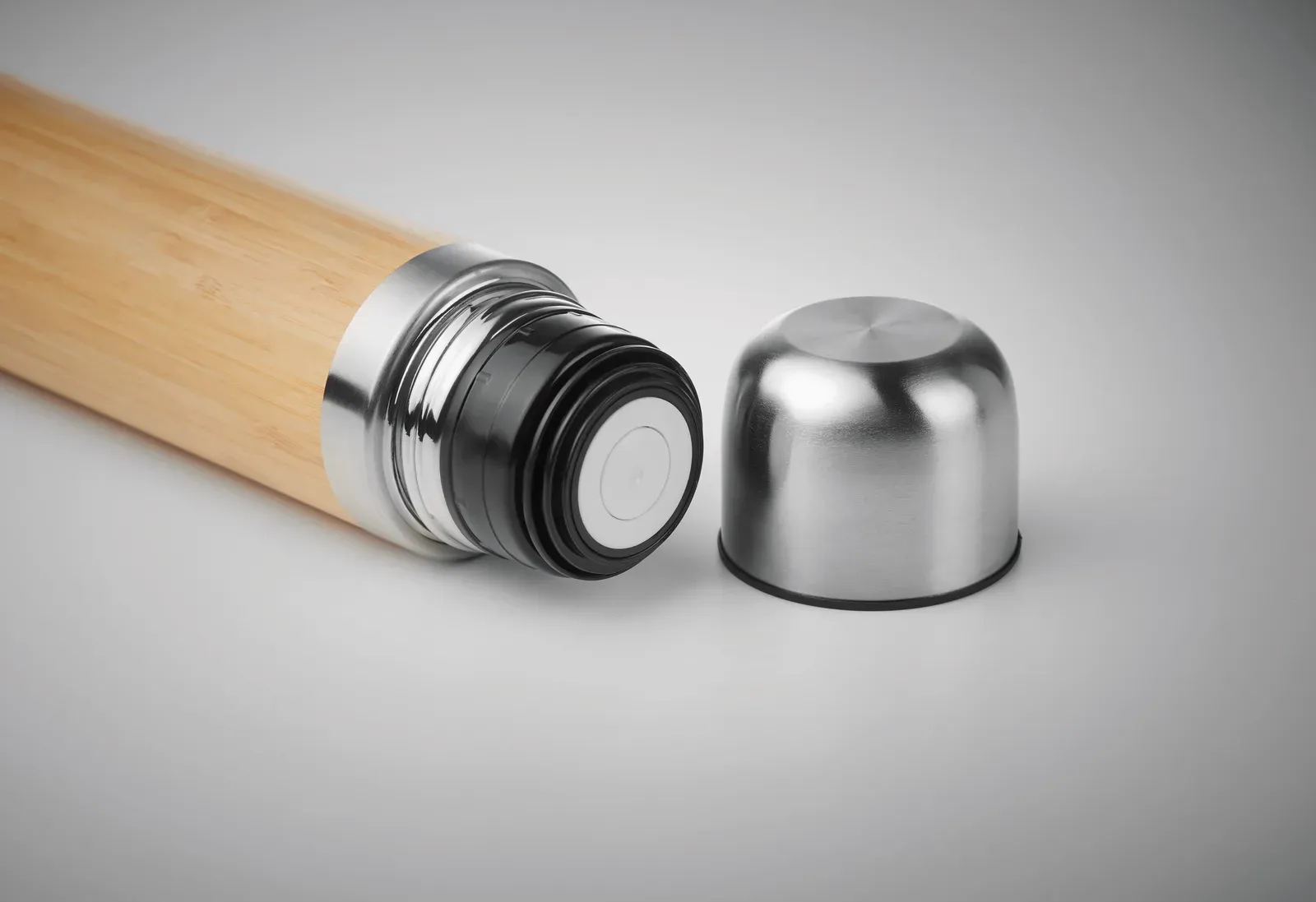 Chan Bamboo – Double Wall Vacuum Insulated Flask in Recycled Stainless Steel (90% Recycled Stainless and 10% Stainless Steel) — Wood