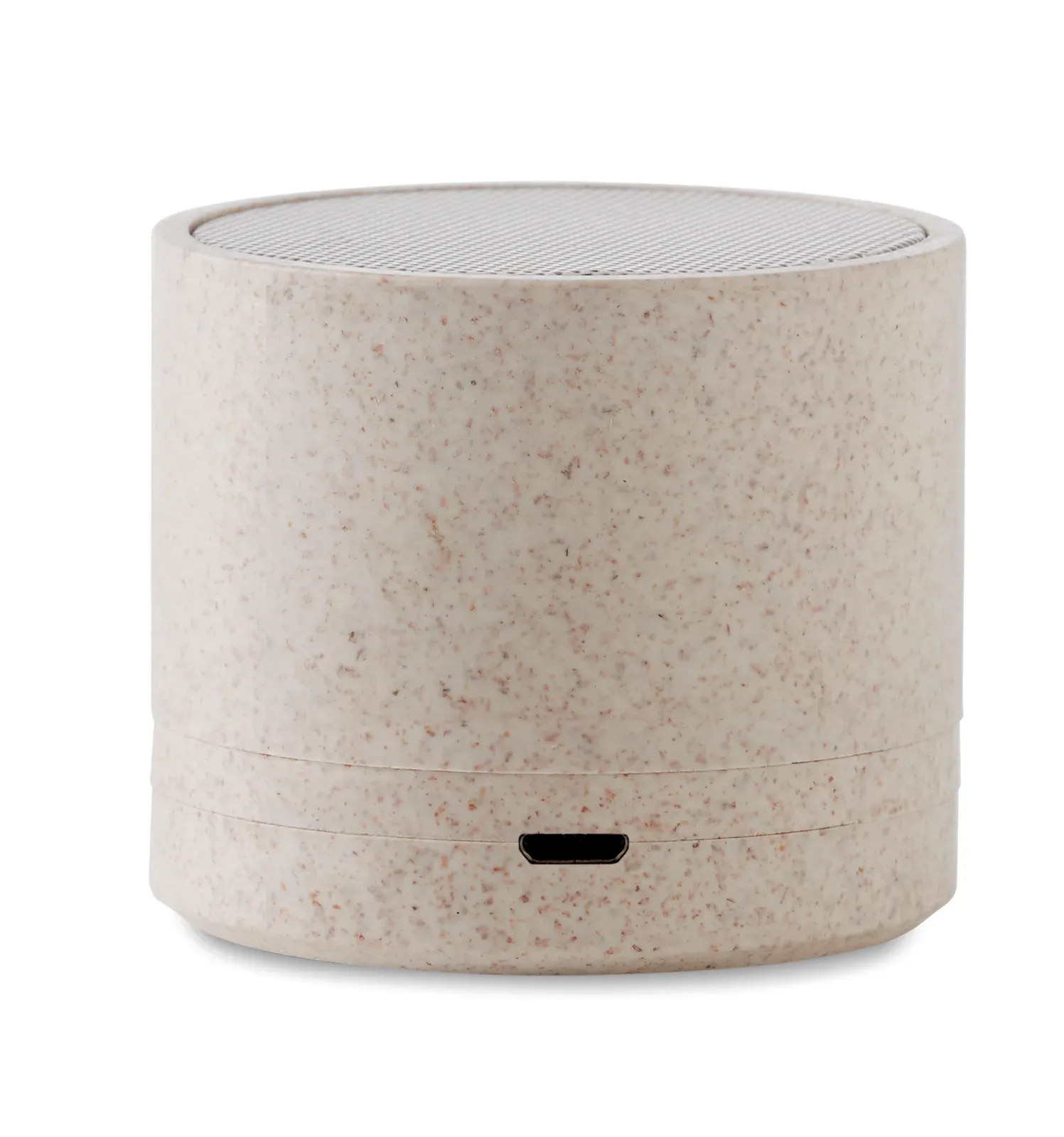 Round Bass+ 5.1 Wireless Speaker – Wheat Straw & ABS with LED Light — Beige