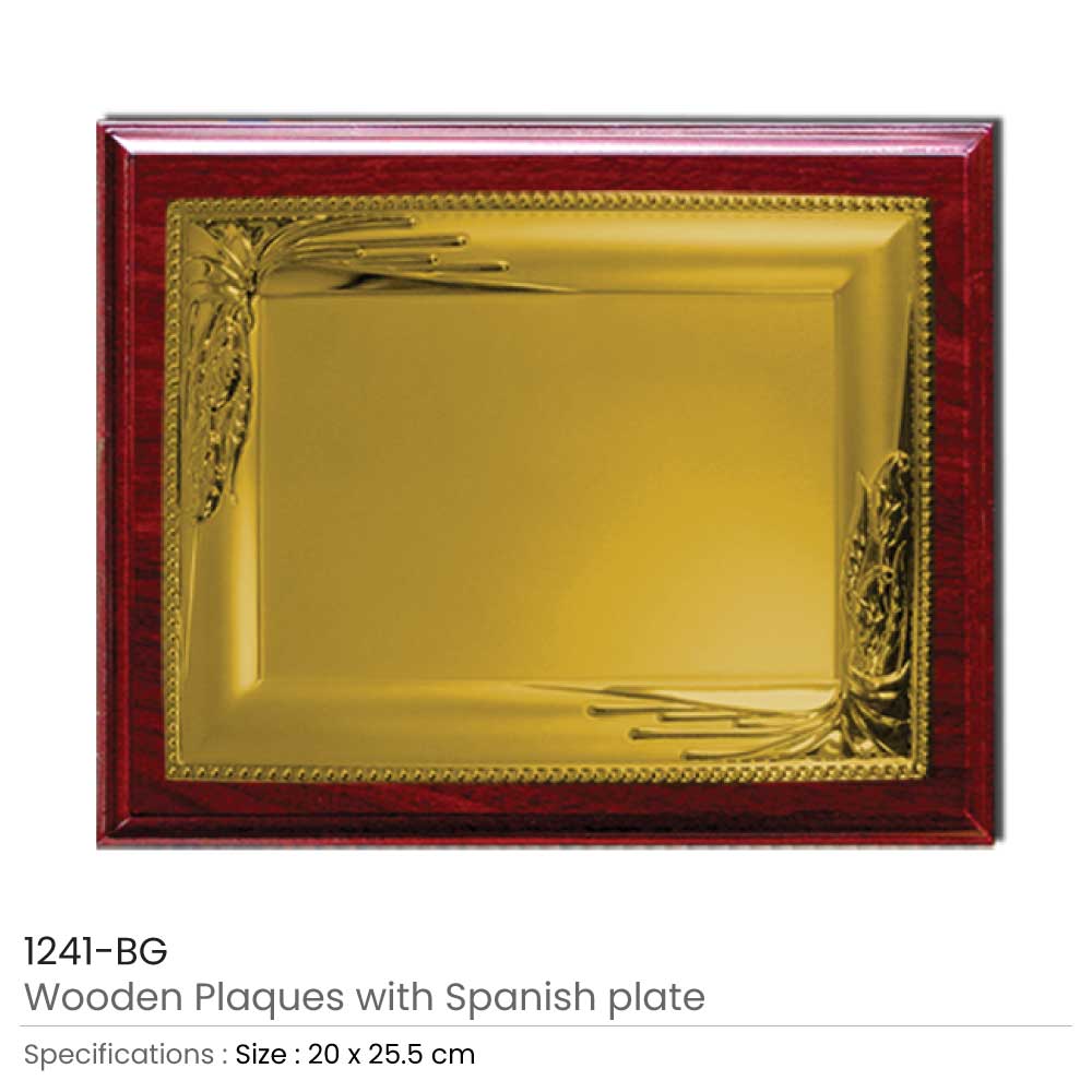 Wooden Plaques with Gold Spanish Plate Promotional Gifts, Customised