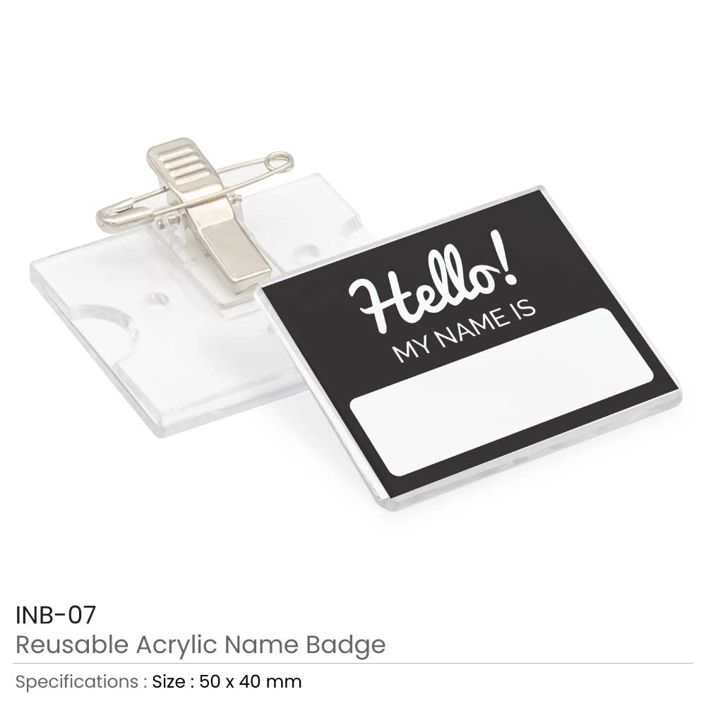 Reusable Acrylic Name Badges Promotional Gifts, Customised Gifts, Uniforms, Luxury Gifts