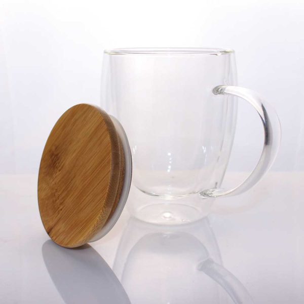 Double Wall Glass Cup Clear Heat Resistant With Handle, 250ml Coffee Mugs,  Bamboo Lid, Ideal Gift For Friends And Co-workers