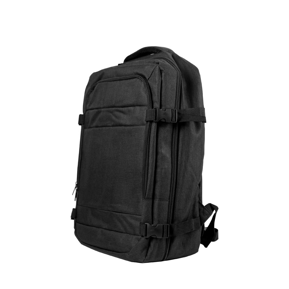 Travel Backpacks in Black Polyester Material | Promotional Gifts Suppliers