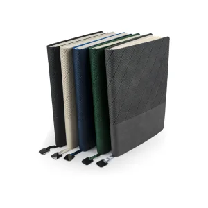 Soft PU Cover Notebooks in A5 Size with Metal Plate Bookmark - Image 1