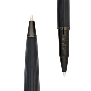 Black Metal Pen Set with Matte & Glossy Finish in PU Leather Box - Image 5