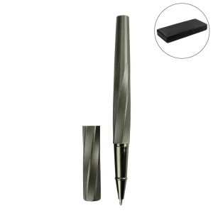 Rollerball Pens Swirl Design in Gunmetal Finish with PU Leather Box - Image 1