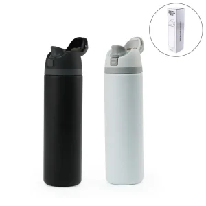 SS Bottles with Straw & Push Button Lid - Double-Wall Vacuum, 1Liter - Image 1