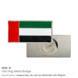 UAE Flag Metal Badges Rectangle with Magnet Attachment - Image 4