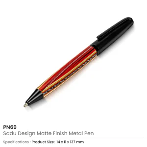 Sadu Design Metal Pens Matte Finish with Twist Action Mechanism and Blue Ink - Image 6