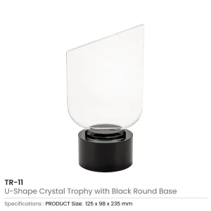 Crystal Trophy with Round Black Base in Premium Fiber Box - Image 3