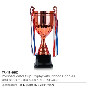 Metal Cup Trophies with Removable Ribbon Attached to Both Handles - Image 10