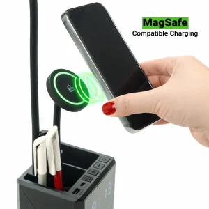 Multi-functional Desk Lamp with Wireless Charger and Clock - Image 4