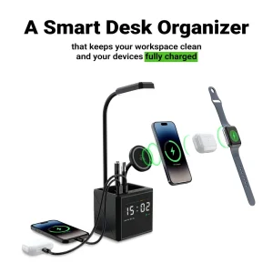 Multi-functional Desk Lamp with Wireless Charger and Clock - Image 7