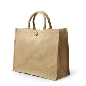 Reusable Jute Shopping Bags with Button Closure