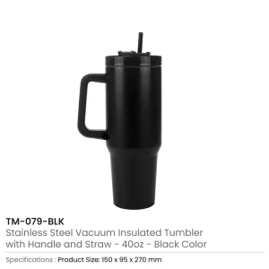 Tumblers with Handle and Straw in Stainless Steel 1200ml - Image 8